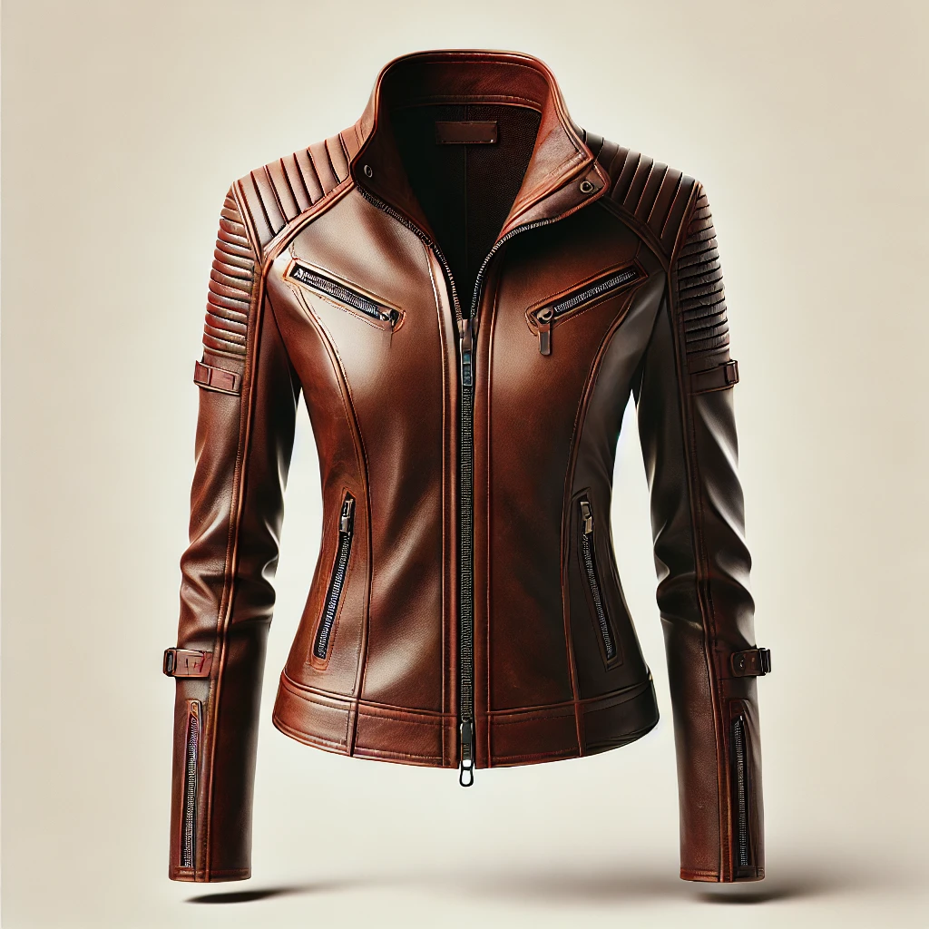 brown leather jacket womens